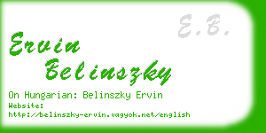 ervin belinszky business card